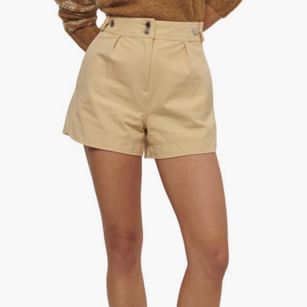Derek Lam 10 Crosby Mika Stretch Cotton Shorts Light Khaki SZ 14